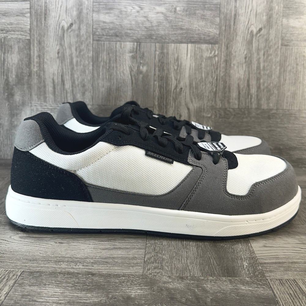 Skechers Work Shoes Mens 13 White Black Grey NEW Composite Toe Slip Resistant